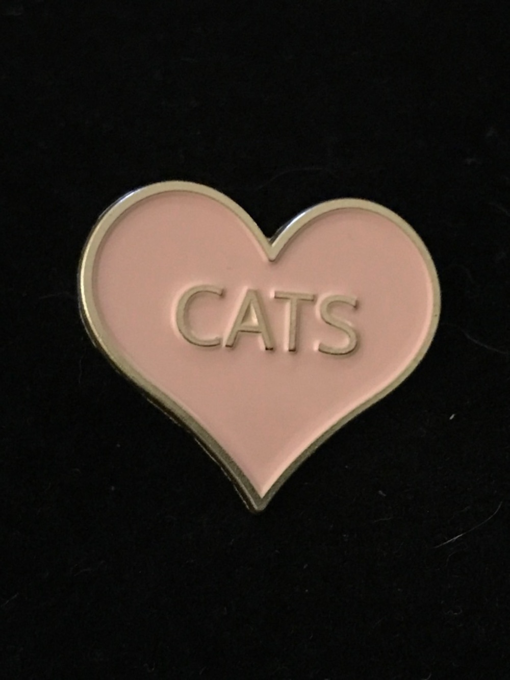 NWOT gold CATS printed in pink heart shape (pins: 1/$12, 2/$20)